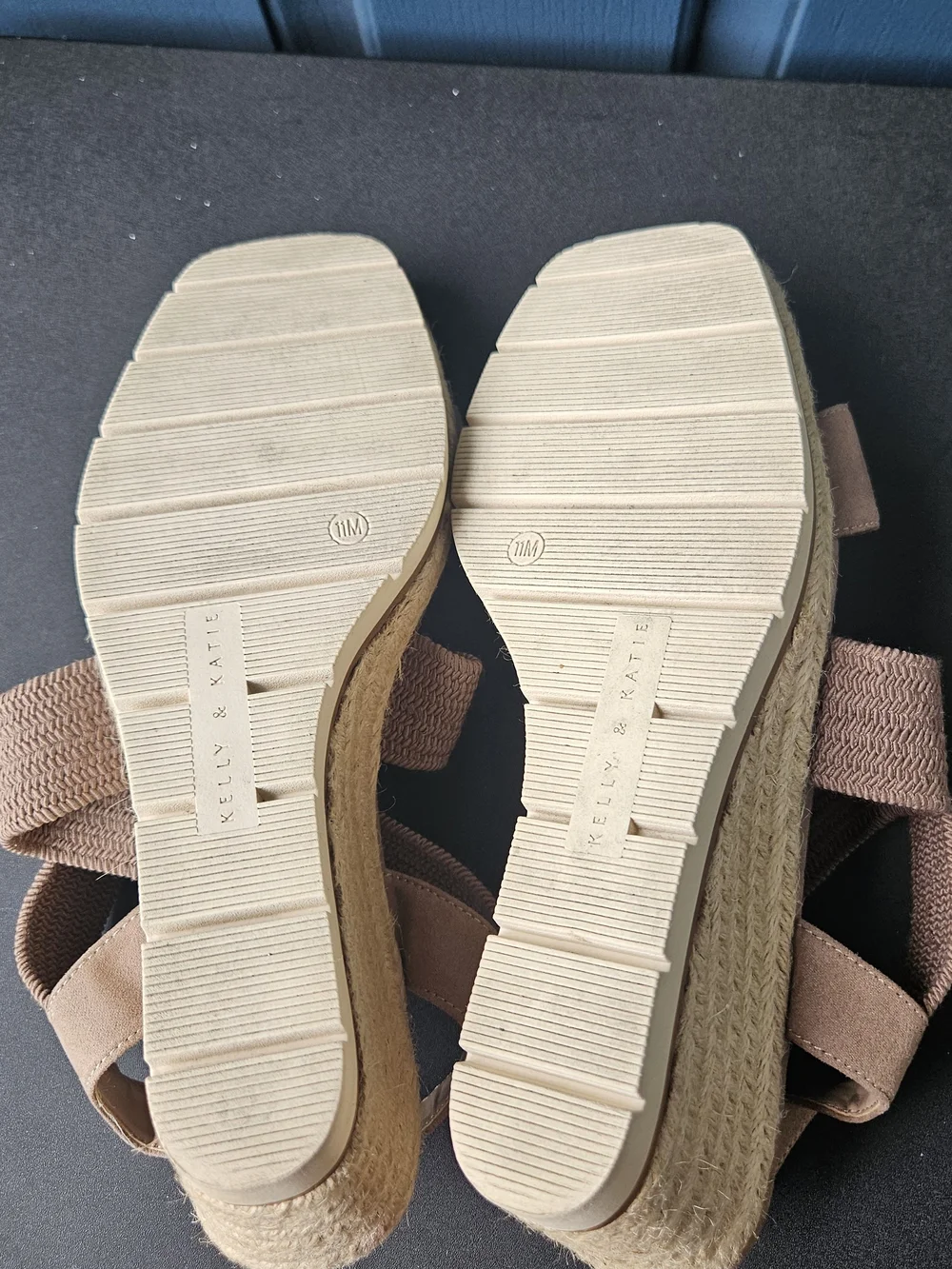 Kelly & Katie Taupe Crisscross Stretchy Straps Espadrille Wedge Sandals